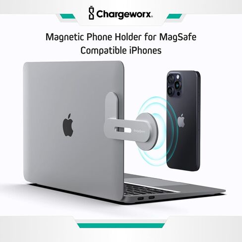 حامل هاتف مغناطيسي CHARGEWORX للكمبيوتر المحمول، حامل جانبي للكمبيوتر المحمول أو شاشة سطح المكتب، ظهر لاصق قوي، ذراع قابل للتعديل مع نقطة محورية، متوافق مع أجهزة MagSafe Apple iPhone وAndroid in Saudi Arabia