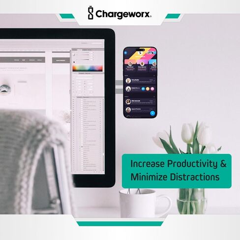حامل هاتف مغناطيسي CHARGEWORX للكمبيوتر المحمول، حامل جانبي للكمبيوتر المحمول أو شاشة سطح المكتب، ظهر لاصق قوي، ذراع قابل للتعديل مع نقطة محورية، متوافق مع أجهزة MagSafe Apple iPhone وAndroid in Saudi Arabia