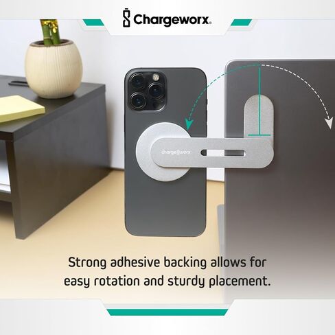 حامل هاتف مغناطيسي CHARGEWORX للكمبيوتر المحمول، حامل جانبي للكمبيوتر المحمول أو شاشة سطح المكتب، ظهر لاصق قوي، ذراع قابل للتعديل مع نقطة محورية، متوافق مع أجهزة MagSafe Apple iPhone وAndroid in Saudi Arabia