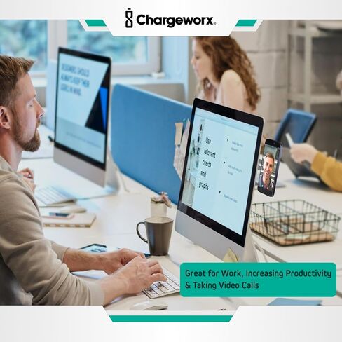 حامل هاتف مغناطيسي CHARGEWORX للكمبيوتر المحمول، حامل جانبي للكمبيوتر المحمول أو شاشة سطح المكتب، ظهر لاصق قوي، ذراع قابل للتعديل مع نقطة محورية، متوافق مع أجهزة MagSafe Apple iPhone وAndroid in Saudi Arabia