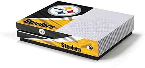 ملصق Skinit المخصص للألعاب متوافق مع وحدة تحكم Xbox One S - تصميم مرخص رسميًا من NFL Pittsburgh Steelers in Kuwait