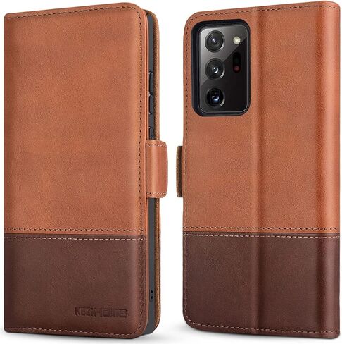 حافظة KEZiHOME Note 20 Ultra، مصنوعة من الجلد الطبيعي [مزودة بتقنية RFID] حافظة محفظة بفتحة لبطاقة الائتمان وحامل مغناطيسي قابل للطي لهاتف Samsung Galaxy Note 20 Ultra 5G 2020 (أسود/بني) in Kuwait