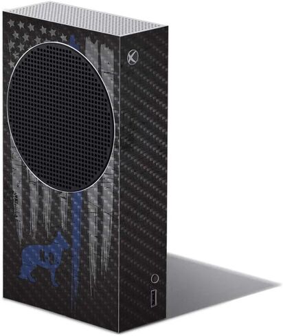 غلاف MightySkins من ألياف الكربون متوافق مع Xbox Series S - خط أزرق رفيع K9 | لمسة نهائية واقية ومتينة من ألياف الكربون | سهل التطبيق | صنع في الولايات المتحدة الأمريكية in Kuwait
