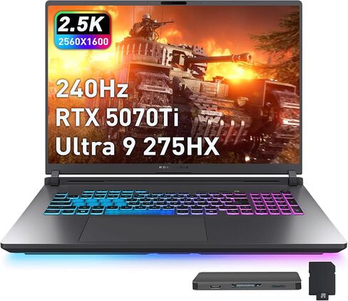 ASUS ROG Strix G18 18" 2.5K 240Hz Gaming Laptop, Intel Ultra 9 275HX, GeForce RTX 5070 Ti 12GB GDDR7, 32GB DDR5, 3TB Storage (2TB SSD+1TB Docking Station), Backlit Keyboard, Wi-Fi 7, Win 11 Pro, Gray in Saudi Arabia