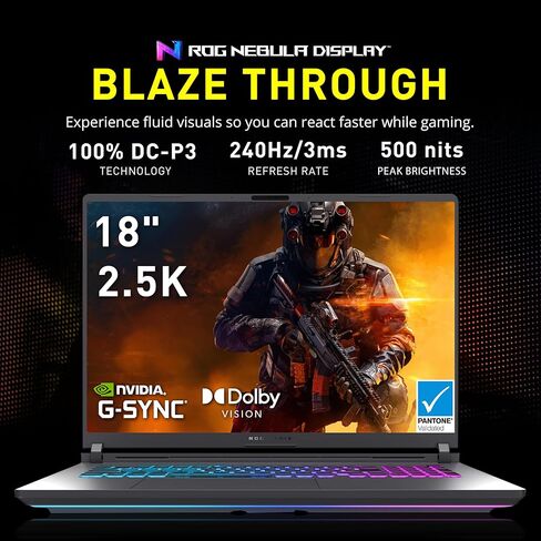 ASUS ROG Strix G18 18" 2.5K 240Hz Gaming Laptop, Intel Ultra 9 275HX, GeForce RTX 5070 Ti 12GB GDDR7, 32GB DDR5, 3TB Storage (2TB SSD+1TB Docking Station), Backlit Keyboard, Wi-Fi 7, Win 11 Pro, Gray in Saudi Arabia