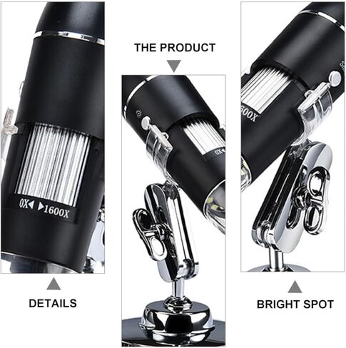High-Definition 1600x USB Digital Electron Microscope for Home Use, Science Electronic Magnifier with Adjustable Focus and LED Light, Portable Microscope for Students and Hobbyists in Saudi Arabia