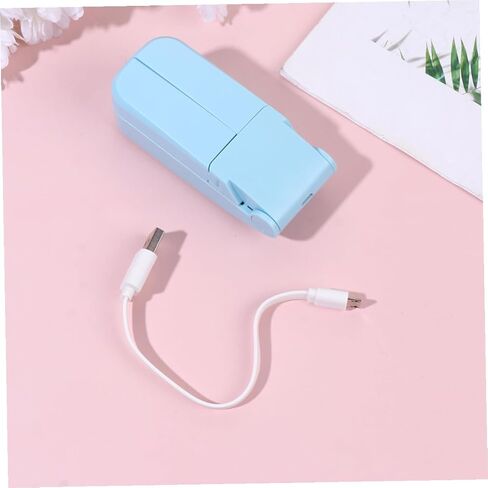 Gadpiparty Portable Mini USB Rechargeable Fan Dual-headed Folding Handheld Fan Lightweight Blue for Travel Outdoor Office Use in Saudi Arabia