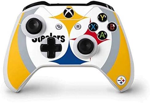 ملصق Skinit المخصص للألعاب متوافق مع وحدة تحكم Xbox One S - تصميم شعار كبير مرخص رسميًا من NFL Pittsburgh Steelers in Kuwait