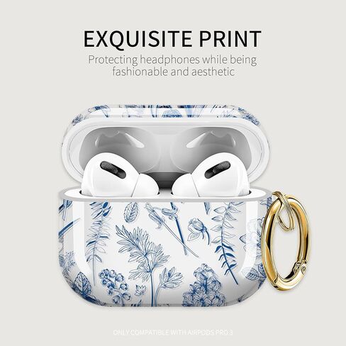 حافظة ZEKICE لـ AirPods Pro 3 Generation، حافظة Air Pod Pro 3 شفافة على شكل زهرة للنساء، غطاء AirPod Pro 3 ناعم وجذاب مع حزام سلسلة مفاتيح لغطاء AirPod Pro 3 2025 أوراق زرقاء in Kuwait