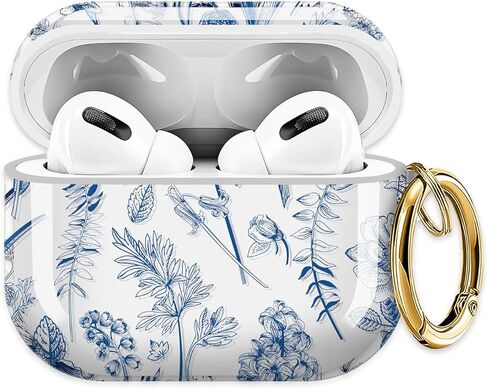 حافظة ZEKICE لـ AirPods Pro 3 Generation، حافظة Air Pod Pro 3 شفافة على شكل زهرة للنساء، غطاء AirPod Pro 3 ناعم وجذاب مع حزام سلسلة مفاتيح لغطاء AirPod Pro 3 2025 أوراق زرقاء in Kuwait