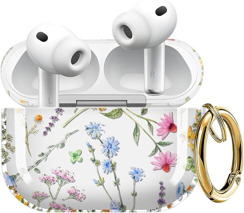 حافظة ZEKICE لـ AirPods Pro 3 Generation، حافظة Air Pod Pro 3 شفافة على شكل زهرة للنساء، غطاء AirPod Pro 3 ناعم وجذاب مع حزام سلسلة مفاتيح لغطاء AirPod Pro 3 2025 أوراق زرقاء in Kuwait