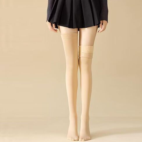 1 Pair Women's Fleece-Lined Thickened Winter Warm Over-the-Knee Socks, Silicone Anti-Slip Support in Saudi Arabia