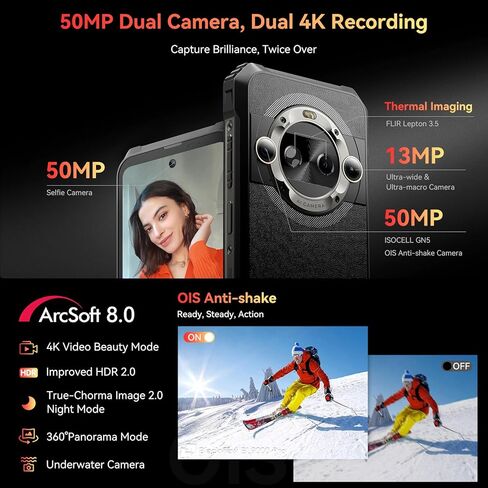 Blackview BL9000 Pro 5G Rugged Smartphone (FLIR Thermal Imaging Camera), 36GB +512GB Rugged Phone, Android 14, 50MP+50MP Camera, Dual 5G, 120Hz 6.78"FHD+ Display, 120W+8800mAh Battery, NFC/GPS/WiFi 6 in Kuwait