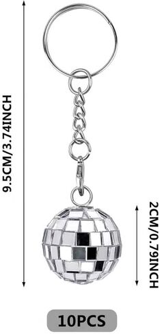 10PCS Mini Mirror Disco Ball Keychain for Supplies 80s 70s Keychain for Party Favors Set Cowgirl Supplies in Saudi Arabia