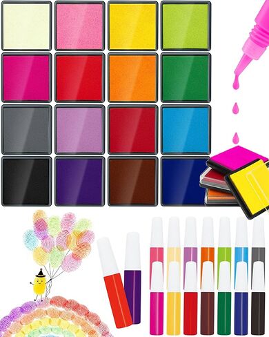 FIVEIZERO 7 Inch Large Washable Ink Pads for Stamps, Non-Toxic Stamp Pad for Crafting, Fingerprint Art, Card Making & Classroom Supplies, Safe for Paper Fabric Wood (8 Rainbow Colors) in Saudi Arabia