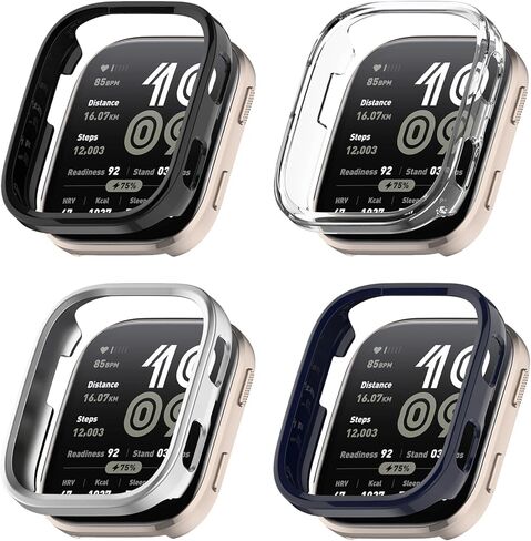 واقي شاشة متوافق مع حافظة Amazfit Bip 6، غطاء صلب من البولي كربونات مضاد للخدش وإطار متين وإطار واقٍ لساعة Amazfit Bip 6 الذكية، أسود/فضي/أزرق/شفاف in Saudi Arabia