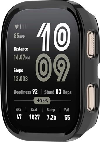 واقي شاشة متوافق مع حافظة Amazfit Bip 6، غطاء صلب من البولي كربونات مضاد للخدش وإطار متين وإطار واقٍ لساعة Amazfit Bip 6 الذكية، أسود/فضي/أزرق/شفاف in Saudi Arabia