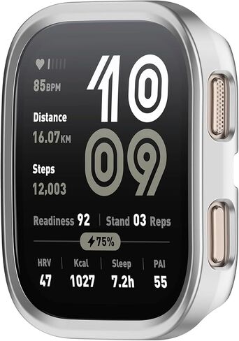 واقي شاشة متوافق مع حافظة Amazfit Bip 6، غطاء صلب من البولي كربونات مضاد للخدش وإطار متين وإطار واقٍ لساعة Amazfit Bip 6 الذكية، أسود/فضي/أزرق/شفاف in Saudi Arabia