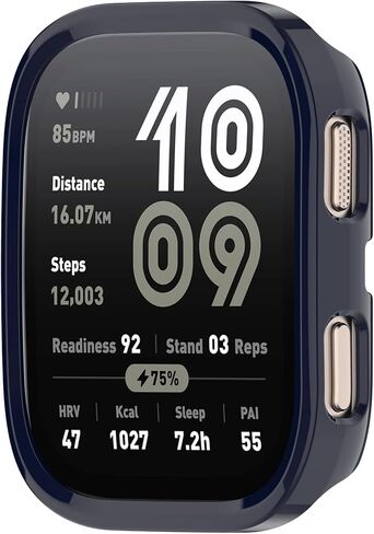 واقي شاشة متوافق مع حافظة Amazfit Bip 6، غطاء صلب من البولي كربونات مضاد للخدش وإطار متين وإطار واقٍ لساعة Amazfit Bip 6 الذكية، أسود/فضي/أزرق/شفاف in Saudi Arabia