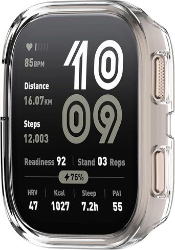واقي شاشة متوافق مع حافظة Amazfit Bip 6، غطاء صلب من البولي كربونات مضاد للخدش وإطار متين وإطار واقٍ لساعة Amazfit Bip 6 الذكية، أسود/فضي/أزرق/شفاف in Saudi Arabia