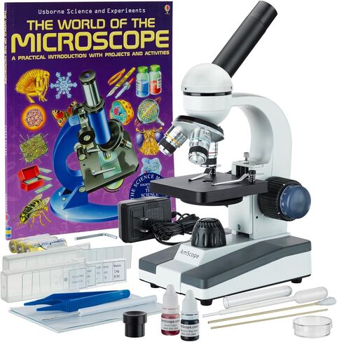 AmScope M150C-SP14-WM 40X-1000X Portable Student Microscope with Slide Preparation Kit and Book in Saudi Arabia