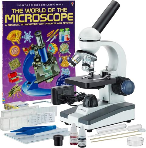 AmScope M150C-SP14-WM 40X-1000X Portable Student Microscope with Slide Preparation Kit and Book in Saudi Arabia