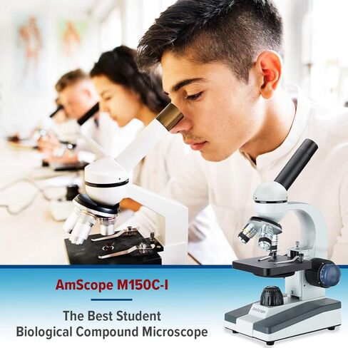 AmScope M150C-SP14-WM 40X-1000X Portable Student Microscope with Slide Preparation Kit and Book in Saudi Arabia