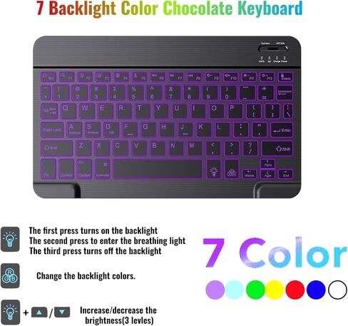 Keyboard Case for Samsung Galaxy Tab A9+ / A11+ Plus 2023/2025 11 Inch, Mouse and Detachable Wireless Keyboard, 7 Color Backlit Slim Case with Pen Slot for Tablet A9+ 5G.(7 C Black) in Saudi Arabia