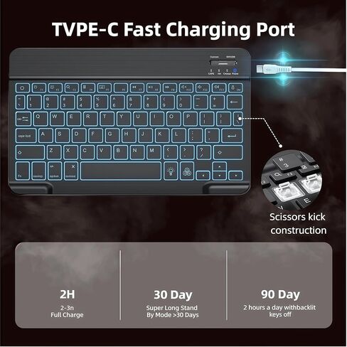 Keyboard Case for Samsung Galaxy Tab A9+ / A11+ Plus 2023/2025 11 Inch, Mouse and Detachable Wireless Keyboard, 7 Color Backlit Slim Case with Pen Slot for Tablet A9+ 5G.(7 C Black) in Saudi Arabia