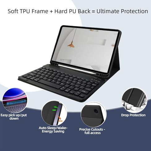 Keyboard Case for Samsung Galaxy Tab A9+ / A11+ Plus 2023/2025 11 Inch, Mouse and Detachable Wireless Keyboard, 7 Color Backlit Slim Case with Pen Slot for Tablet A9+ 5G.(7 C Black) in Saudi Arabia
