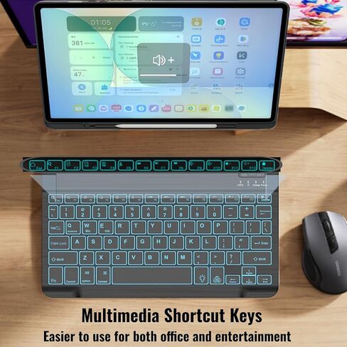 Keyboard Case for Samsung Galaxy Tab A9+ / A11+ Plus 2023/2025 11 Inch, Mouse and Detachable Wireless Keyboard, 7 Color Backlit Slim Case with Pen Slot for Tablet A9+ 5G.(7 C Black) in Saudi Arabia