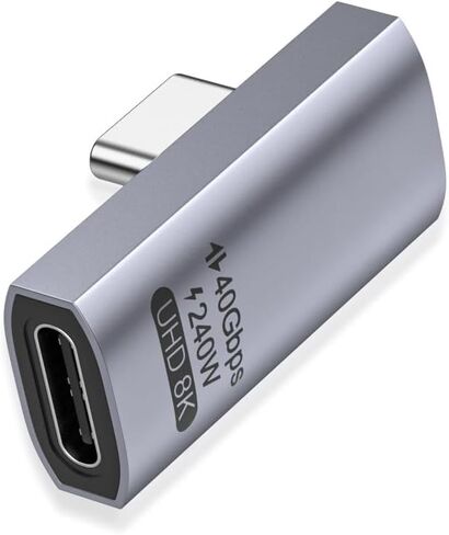 90 Degree USB C Adapter, Middle Angle USB C Male to Female Adapter 40Gbps 240W Compatible with Steam Deck, ROG Ally, Switch, Notebook, PC, Tablet, Phone and More in Saudi Arabia