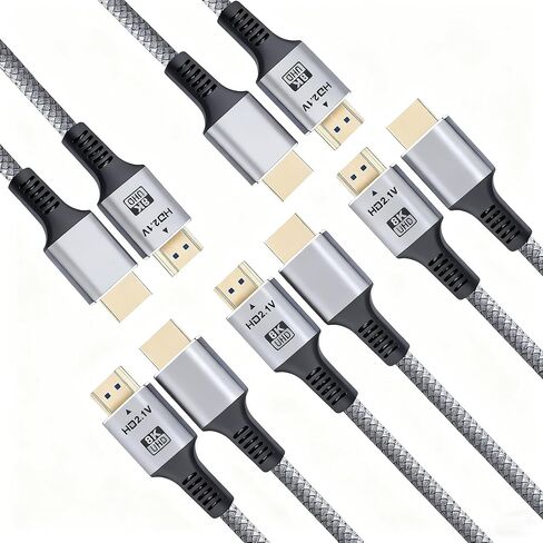 كابل HDMI 8K 2.1 5 حزم، كابل HDMI عالي السرعة 6 أقدام، سلك شاشة تلفزيون HDMI للكمبيوتر الدرع-8K@60 هرتز، 4K@120 هرتز/165 هرتز/240 هرتز، HDCP 2.2&2.3، HDR 10 لـ ARC، eARC، PS4 PS5 Sound Bar/Roku in Saudi Arabia