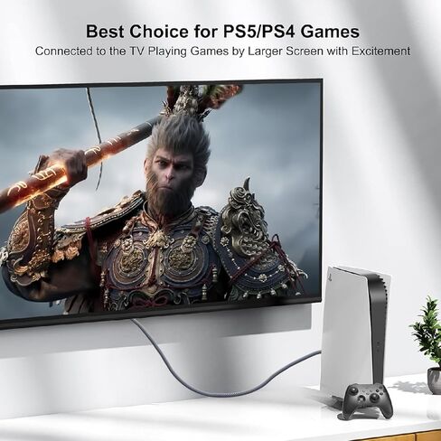 كابل HDMI 8K 2.1 5 حزم، كابل HDMI عالي السرعة 6 أقدام، سلك شاشة تلفزيون HDMI للكمبيوتر الدرع-8K@60 هرتز، 4K@120 هرتز/165 هرتز/240 هرتز، HDCP 2.2&2.3، HDR 10 لـ ARC، eARC، PS4 PS5 Sound Bar/Roku in Saudi Arabia