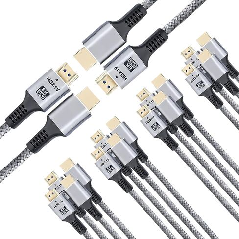 كابل HDMI 8K 2.1 5 حزم، كابل HDMI عالي السرعة 6 أقدام، سلك شاشة تلفزيون HDMI للكمبيوتر الدرع-8K@60 هرتز، 4K@120 هرتز/165 هرتز/240 هرتز، HDCP 2.2&2.3، HDR 10 لـ ARC، eARC، PS4 PS5 Sound Bar/Roku in Saudi Arabia