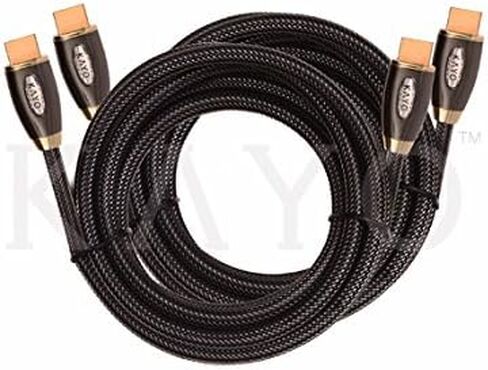 كابل HDMI عالي السرعة 50 قدم -2 حزمة، KAYO HDMI2.0b سلك مضفر من النايلون الفاخر يدعم 4K@60 هرتز، ثلاثي الأبعاد، عالي الدقة بالكامل، HDCP 2.2، 2160 بكسل مع إيثرنت - إرجاع الصوت - أحدث إصدار، ربطة كابل مجانية (50 قدمًا - عبوتان) in Kuwait