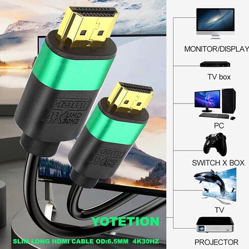 كابل HDMI بطول 75 قدم، كابل HDMI طويل عالي السرعة موصل ذهبي AL Shell (أخضر) 4K@30 هرتز، 1080P DTS:X، HDCP 2.2 و2.3، HDR 10 متوافق مع Roku TV/PS5/HDTV/Blu-ray in Saudi Arabia