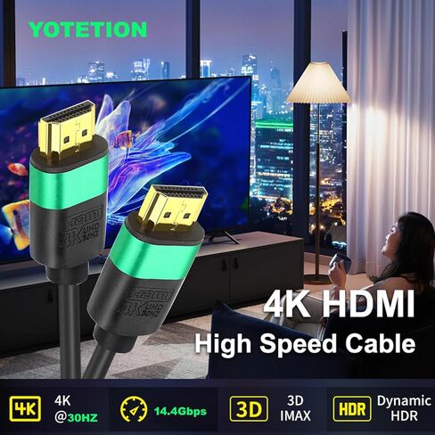 كابل HDMI بطول 75 قدم، كابل HDMI طويل عالي السرعة موصل ذهبي AL Shell (أخضر) 4K@30 هرتز، 1080P DTS:X، HDCP 2.2 و2.3، HDR 10 متوافق مع Roku TV/PS5/HDTV/Blu-ray in Saudi Arabia