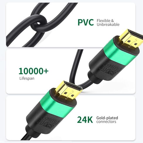 كابل HDMI بطول 75 قدم، كابل HDMI طويل عالي السرعة موصل ذهبي AL Shell (أخضر) 4K@30 هرتز، 1080P DTS:X، HDCP 2.2 و2.3، HDR 10 متوافق مع Roku TV/PS5/HDTV/Blu-ray in Saudi Arabia