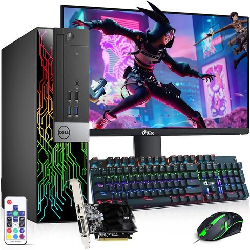 Dell RGB Gaming Desktop Computer - Intel Core i5-6th Gen - 16GB DDR4 RAM - 1TB SSD - New 24" Monitor - GeForce GTX 1050 Ti - RGB Keyboard & Mouse - WiFi - Gaming PC - Windows 11 Pro (Renewed) in Saudi Arabia