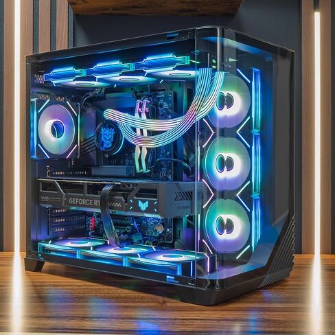 كمبيوتر Quantum Gaming Desktop AMD Ryzen 9 9950X3D، NVIDIA GeForce RTX 5090، 32 جيجابايت DDR5، 2 تيرابايت SSD، WIN11 Home، إضاءة RGB، جاهز للاستخدام، شاشة تبريد مخصصة in Kuwait