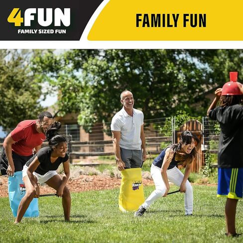 مجموعة سباق Wacky من 4FUN - ألعاب الفناء الخارجية الممتعة للعائلة - تتضمن المجموعة سباق كيس القفز، ومشي الركبة، ودفع الأنف، ومرحل خوذة الماء، وسباق ثلاثي الأرجل، وWizzy Dizzy - رائعة للأعمار من 3 سنوات فما فوق in Saudi Arabia