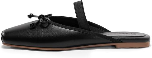 Coutgo Womens Mules Ballet Flats Bow Square Toe Slip On Slides Work Office Party Dress Shoes in Saudi Arabia