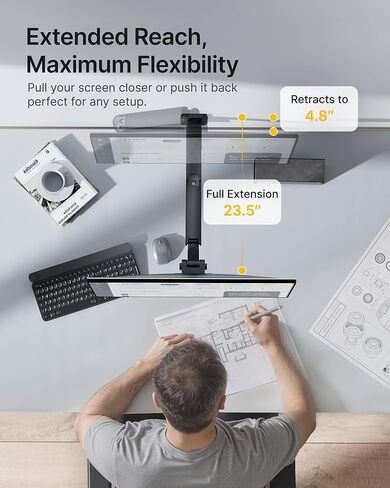 monTEK Ultra Wide Wall Mount Monitor Arm Bundle with VESA Expansion Adapter Kit, Heavy-Duty Gas Spring Wall Mount for 17"–49" Screens up to 44 lbs, Includes Adapter Extending VESA to 200x200 & 300x300 in Saudi Arabia