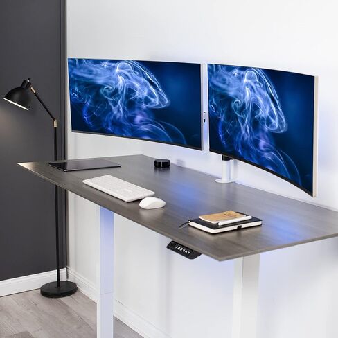 VIVO Premium Dual Ultra Wide LCD LED 27 to 38 inch Monitor Desk Mount, Heavy Duty, Adjustable Telescoping Arms, Flush Wall Setup, Fits 2 Screens, White, STAND-TS38CW in Saudi Arabia