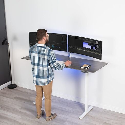 VIVO Premium Dual Ultra Wide LCD LED 27 to 38 inch Monitor Desk Mount, Heavy Duty, Adjustable Telescoping Arms, Flush Wall Setup, Fits 2 Screens, White, STAND-TS38CW in Saudi Arabia