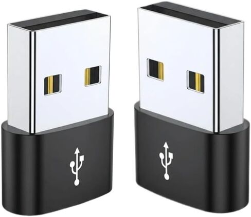 محول USB إلى USB C، قطعتان، محول USB C أنثى إلى ذكر، محول شاحن من النوع C إلى USBA متوافق مع iPhone 17 16 15 14، iPad Pro Air Mini، S24 S23 أسود in Saudi Arabia