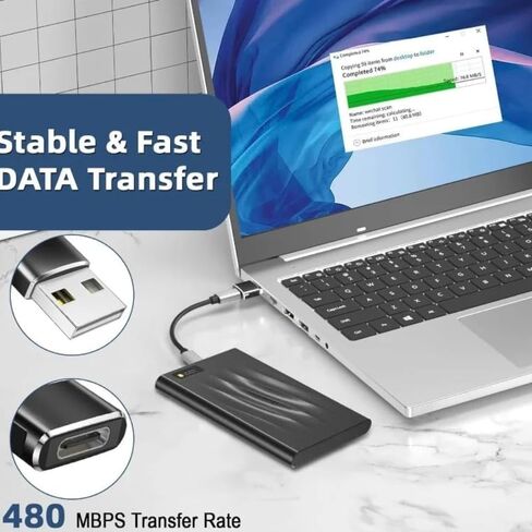 محول USB إلى USB C، قطعتان، محول USB C أنثى إلى ذكر، محول شاحن من النوع C إلى USBA متوافق مع iPhone 17 16 15 14، iPad Pro Air Mini، S24 S23 أسود in Saudi Arabia