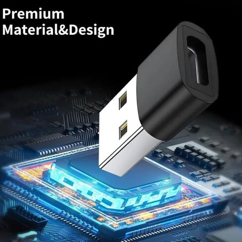 محول USB إلى USB C، قطعتان، محول USB C أنثى إلى ذكر، محول شاحن من النوع C إلى USBA متوافق مع iPhone 17 16 15 14، iPad Pro Air Mini، S24 S23 أسود in Saudi Arabia