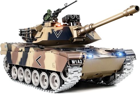 1:18 RC Tank That Shoot BBS، 2.4G US M1A2 نموذج ألعاب شاحنة التحكم عن بعد، لعبة الجيش مع الدخان والأضواء والصوت والارتداد، مركبة RC عسكرية للبالغين والأطفال بعمر 6 سنوات فما فوق in Kuwait